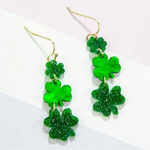 Green Clover Drop Earrings